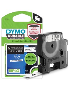 DYMO D1 etichette durevoli originali | 12 mm x 5 mm | stampa bianca su nero | etichette autoadesive che durano sulle superfici