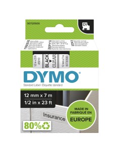 DYMO D1 etichette originali | stampa nera su trasparente | 12 mm x 7 m | etichette autoadesive per etichettatrice LabelManager 2