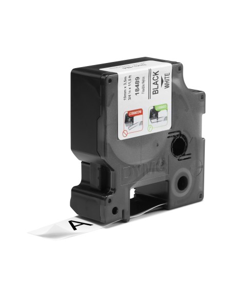 DYMO Rhino etichette industriali flessibili in nylon autoadesive | rotolo da 19 mm x 3,5 m | stampa nera su bianco