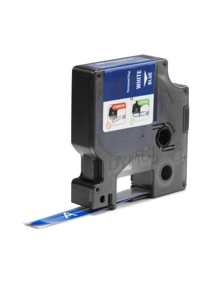 DYMO Rhino Etichette in vinile industriale | 12 mm x 5,5 m | Stampa bianca su blu | Autoadesive | per LabelManager e Rhino