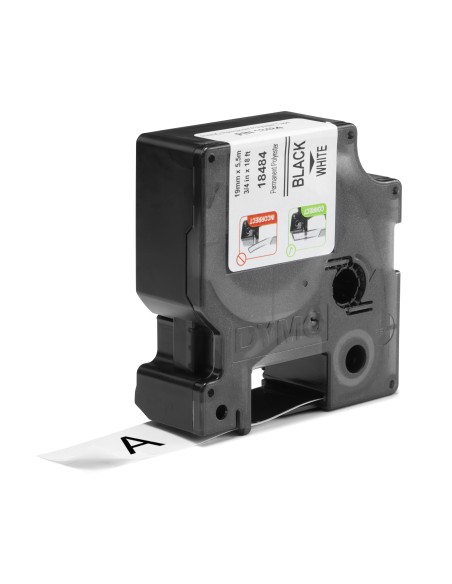DYMO Rhino etichette industriali in poliestere permanenti autoadesive | rotolo da 19 mm x 5,5 m | stampa nera su bianco