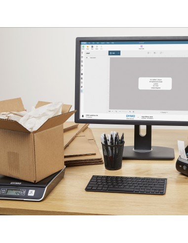 DYMO M2 per spedizioni Bilancia digitale | Capacità 2 kg Bilancia postale USB | Dimensioni compatte 18,5 cm L x 16,1 cm P x 4,4