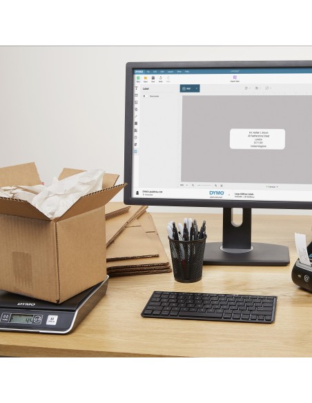 DYMO M2 per spedizioni Bilancia digitale | Capacità 2 kg Bilancia postale USB | Dimensioni compatte 18,5 cm L x 16,1 cm P x 4,4