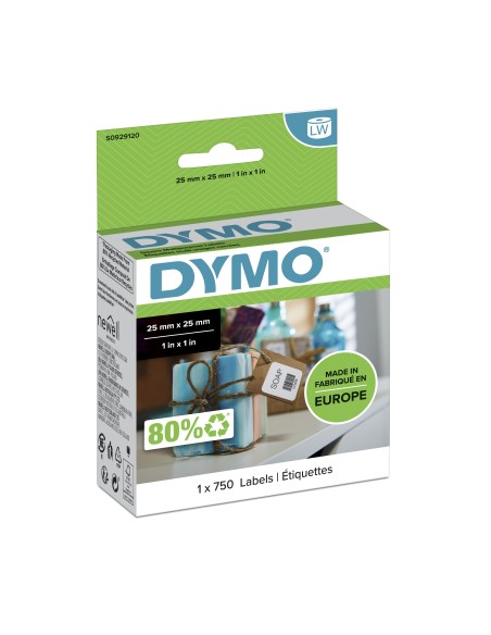 DYMO LW etichette multiuso originali | 25 mm x 25 mm | rotolo da 750 etichette facilmente staccabili | autoadesive | per