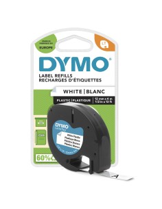 DYMO LetraTag etichette originali in plastica | rotolo da 12 mm x 4 m | stampa nera su bianco | LT etichette autoadesive per 2
