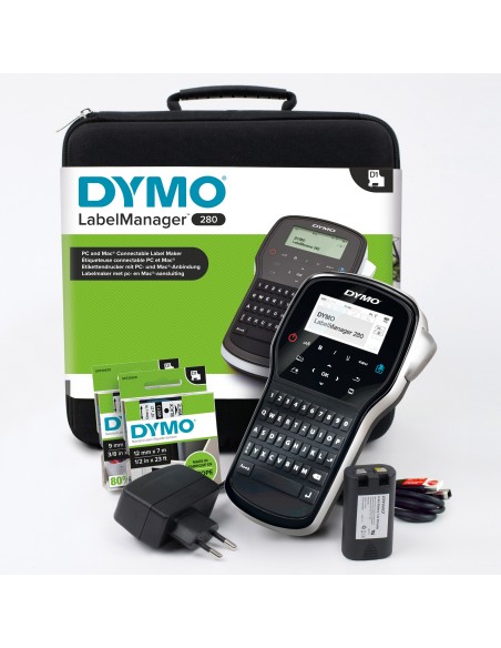 DYMO LabelManager 280 kit etichettatrice portatile ricaricabile | tastiera QWERTY | con custodia e 2 nastri per etichette D1
