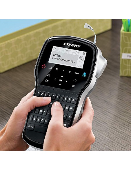 DYMO LabelManager 280 kit etichettatrice portatile ricaricabile | tastiera QWERTY | con custodia e 2 nastri per etichette D1