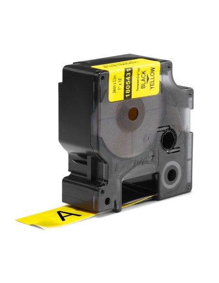 DYMO Rhino Etichette in vinile industriale | 24 mm x 5,5 m | Stampa nera su giallo | Autoadesive | per LabelManager e Rhino