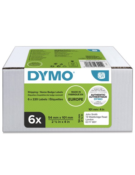 DYMO LW etichette originali grandi per spedizioni | 54x101 mm | 6 rotoli da 220 etichette facili da staccare (1.320 pezzi) |