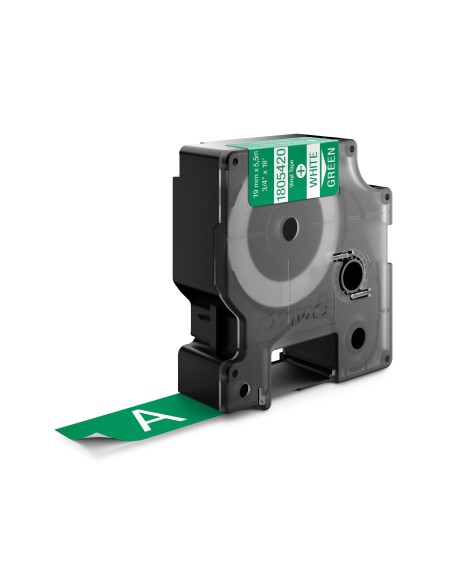 DYMO Rhino Etichette in vinile industriale | 19 mm x 5,5 m | Stampa bianca su verde | Autoadesive | per LabelManager e Rhino