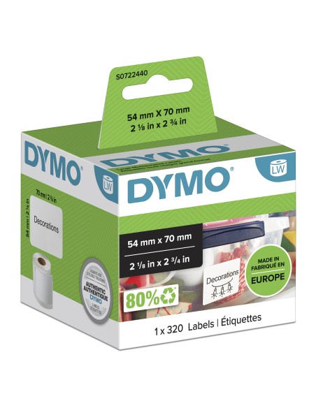 DYMO LW etichette multiuso originali | 54 mm x 70 mm | 12 rotoli da 220 etichette facilmente staccabili | autoadesive | per