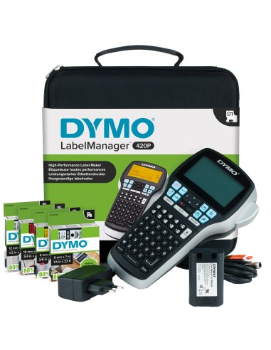 DYMO LabelManager 420P kit etichettatrice portatile ricaricabile a elevate prestazioni | tastiera ABC | con custodia e 4 nastri