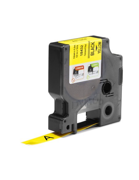 DYMO Rhino etichette industriali in vinile autoadesive | rotolo da 12 mm x 5,5 m | stampa nera su giallo
