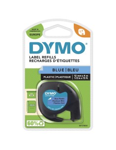 DYMO LetraTag etichette originali in plastica | rotolo da 12 mm x 4 m | stampa nera su blu | LT etichette autoadesive per