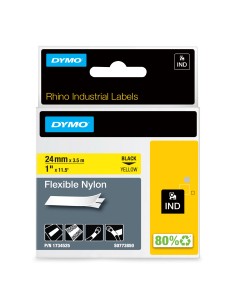 DYMO Rhino etichette industriali in nylon flessibile | 24 mm x 3,5 m | nero su giallo
