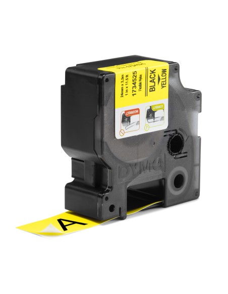 DYMO Rhino etichette industriali in nylon flessibile | 24 mm x 3,5 m | nero su giallo