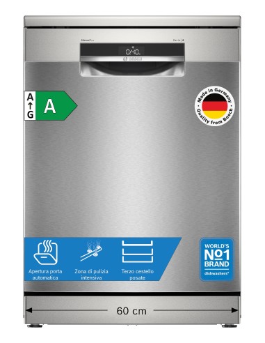 Bosch Serie 6 SMS6ECI15E Lavastoviglie da libera installazione 14 coperti Acciaio spazzolato anti-impronta Classe A