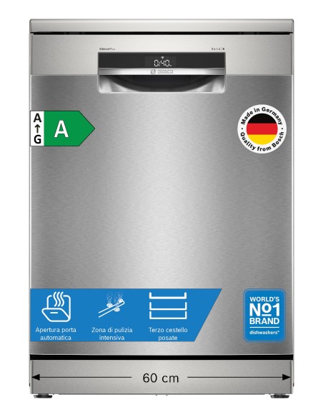 Bosch Serie 6 SMS6ECI15E Lavastoviglie da libera installazione 14 coperti Acciaio spazzolato anti-impronta Classe A