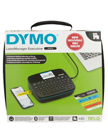 DYMO LabelManager Executive 640 CB Stampante per etichette portatile con custodia e 3 cassette di etichette D1 | Etichettatrice
