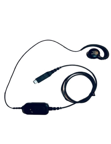 Zebra USB-C Wired Headset for PTT + VoIP w  rotating ear piece for right left ear wearing. Includes built Auricolare Cablato A