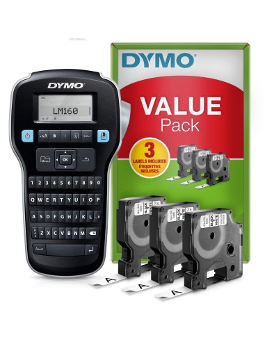 DYMO LabelManager 160 kit di etichettatrice portatile | Stampante per etichette palmare | con 3 bobine di nastro per etichette