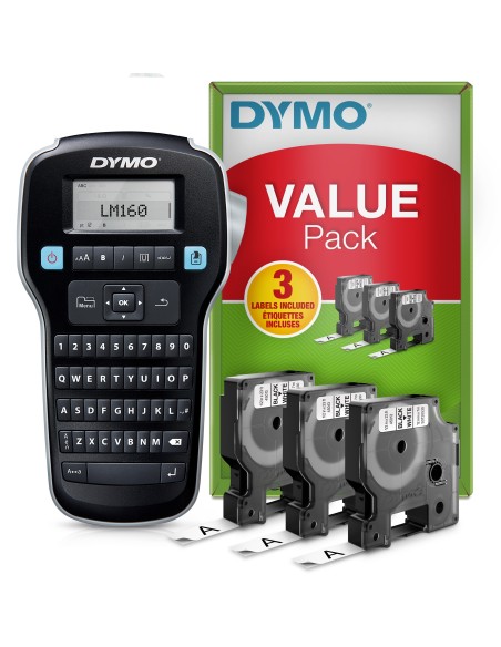 DYMO LabelManager 160 kit di etichettatrice portatile | Stampante per etichette palmare | con 3 bobine di nastro per etichette