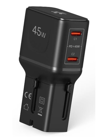 Celly MULTIPLUGSL45W Caricabatterie per dispositivi mobili Cuffie, Smartphone, Tablet Nero AC Ricarica rapida Interno