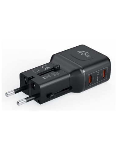 Celly MULTIPLUGSL45W Caricabatterie per dispositivi mobili Cuffie, Smartphone, Tablet Nero AC Ricarica rapida Interno