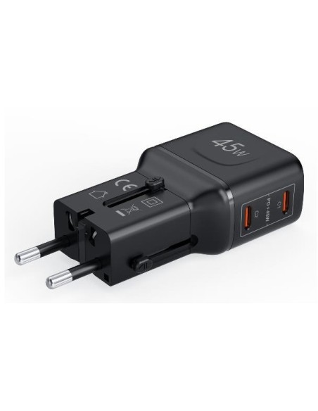 Celly MULTIPLUGSL45W Caricabatterie per dispositivi mobili Cuffie, Smartphone, Tablet Nero AC Ricarica rapida Interno