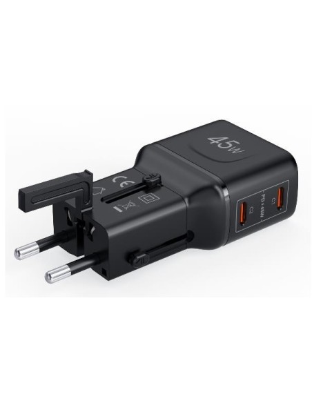 Celly MULTIPLUGSL45W Caricabatterie per dispositivi mobili Cuffie, Smartphone, Tablet Nero AC Ricarica rapida Interno