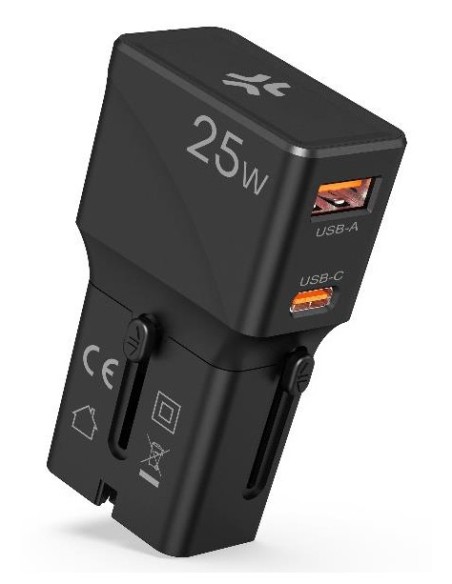 Celly MULTIPLUGSL25W Caricabatterie per dispositivi mobili Cuffie, Smartphone, Tablet Nero AC Ricarica rapida Interno