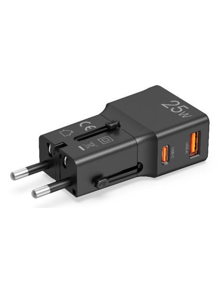 Celly MULTIPLUGSL25W Caricabatterie per dispositivi mobili Cuffie, Smartphone, Tablet Nero AC Ricarica rapida Interno