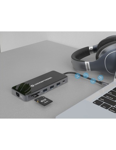 Conceptronic DONN15G replicatore di porte e docking station per laptop Cablato USB 3.2 Gen 1 (3.1 Gen 1) Type-C Grigio
