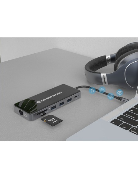 Conceptronic DONN15G replicatore di porte e docking station per laptop Cablato USB 3.2 Gen 1 (3.1 Gen 1) Type-C Grigio