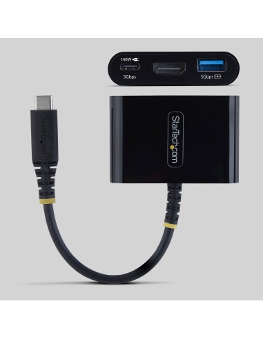 StarTech.com Adattatore Multiporta USB-C a HDMI con Ricarica PD 140W, HDMI 4K 60Hz, Hub USB 5Gbps, Mini Dock per MacBook, Dell,