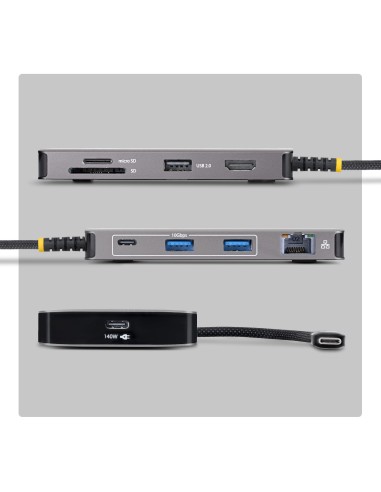 StarTech.com Adattatore Multiporta USB-C con HDMI 4K 60Hz, PD 140W, Hub USB 10Gbps, GbE, Slot SD MicroSD, Mini Dock