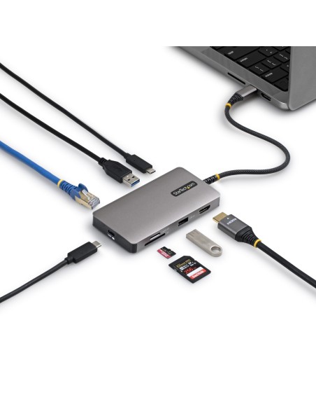 StarTech.com Adattatore Multiporta USB-C con HDMI 4K 60Hz, PD 140W, Hub USB 10Gbps, GbE, Slot SD MicroSD, Mini Dock