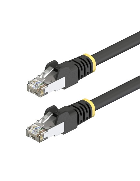 StarTech.com Cavo Ethernet Cat6A da esterno 7m nero, Snagless RJ45, S FTP, 23AWG rame puro, 500MHz, Patch Cord schermato per