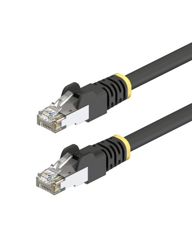StarTech.com Cavo Ethernet Cat6A da esterno 2m nero, Snagless RJ45, S FTP, 23AWG rame puro, 500MHz, Patch Cord schermato per