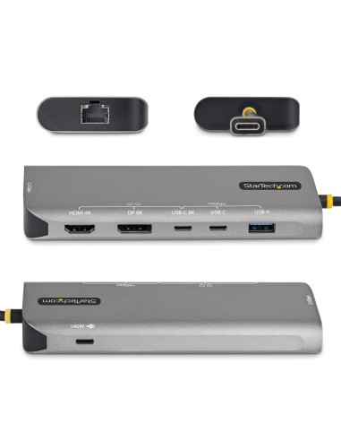 StarTech.com Adattatore Multiporta USB4 7-in-1, Dual 4K senza driver per macOS e Windows, ricarica PD 140W, Hub 3 porte 10Gbps,