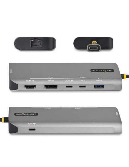 StarTech.com Adattatore Multiporta USB4 7-in-1, Dual 4K senza driver per macOS e Windows, ricarica PD 140W, Hub 3 porte 10Gbps,