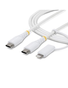 StarTech.com Cavo di Ricarica USB-C 2-in-1 Robusto da 1 m con Adattatore Lightning, 30W 60W (3A), Certificato Apple MFi, Guaina