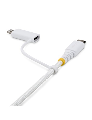 StarTech.com Cavo di Ricarica USB-C 2-in-1 Robusto da 1 m con Adattatore Lightning, 30W 60W (3A), Certificato Apple MFi, Guaina