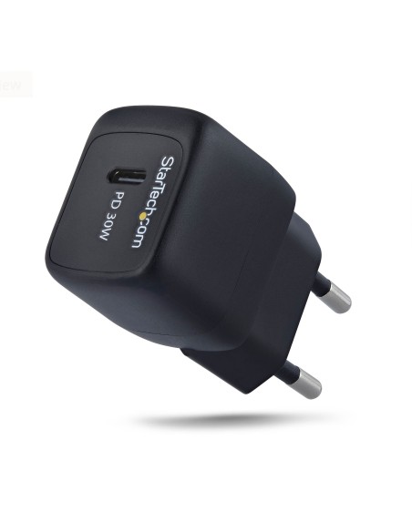 StarTech.com Caricatore USB-C da Parete 30W Nero, Alimentatore Portatile USB con Tecnologia GaN a Ricarica Rapida, Power