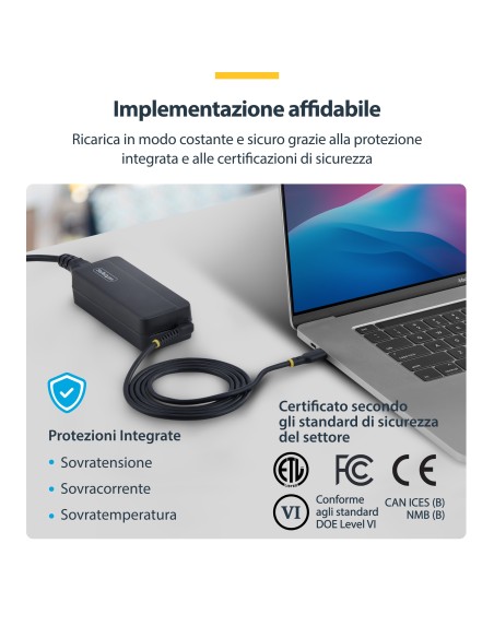 StarTech.com Caricatore USB-C 140W con cavo USB-C integrato da 1,2m, Alimentatore GaN per MacBook M3 M4 M5 Pro Max, Dell