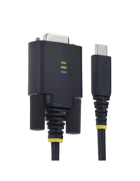 StarTech.com Cavo Adattatore USB-C a Seriale da 2 m, Ritenzione COM, Chipset FTDI, da USB-C a DB9 RS232 Maschio, LED di Stato,