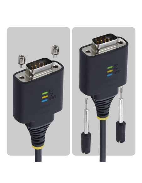 StarTech.com Cavo Adattatore USB-C a Seriale da 2 m, Ritenzione COM, Chipset FTDI, da USB-C a DB9 RS232 Maschio, LED di Stato,