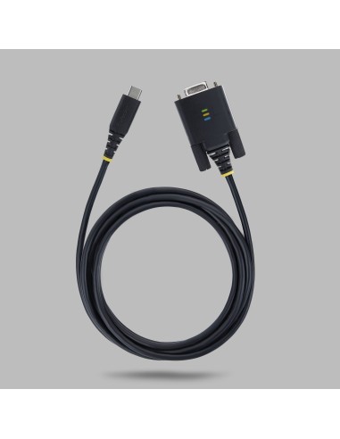 StarTech.com Cavo Adattatore USB-C a Seriale da 2 m, Ritenzione COM, Chipset FTDI, da USB-C a DB9 RS232 Maschio, LED di Stato,