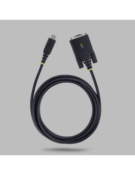 StarTech.com Cavo Adattatore USB-C a Seriale da 2 m, Ritenzione COM, Chipset FTDI, da USB-C a DB9 RS232 Maschio, LED di Stato,