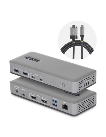 StarTech.com Docking Station USB-C Dual Monitor, DisplayPort, 4K 60Hz, Ricarica Laptop 100W, Ethernet 1GbE, Senza Driver, Dock